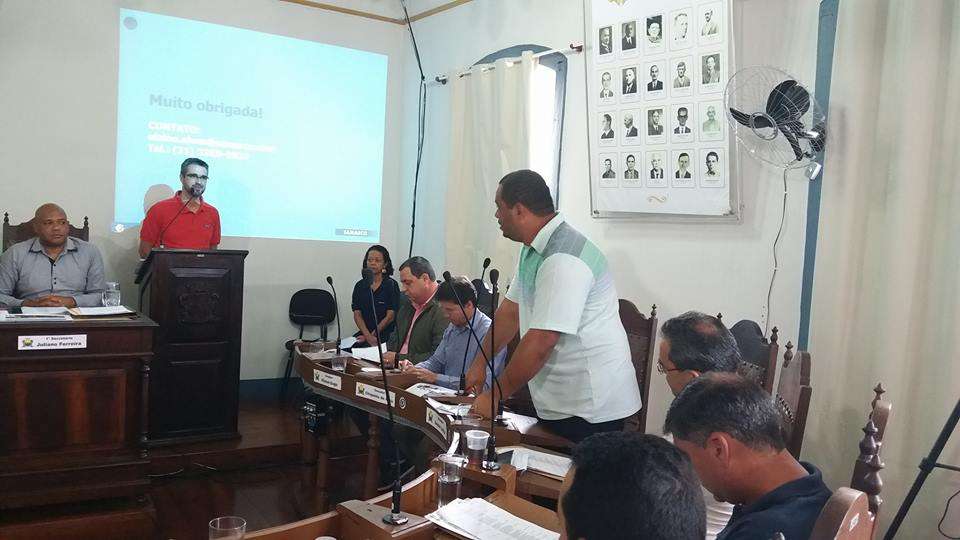 Foto: Funcionários da Saarco na tribuna durante reunião da Câmara Municipal de Ouro Preto (Página Justiça Sim Desemprego não)