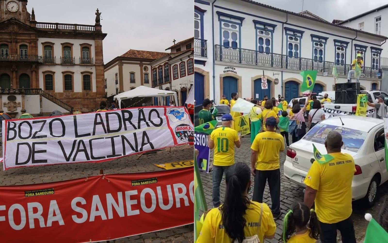 Manifestantes pró e contra Bolsonaro vão às ruas de Ouro Preto