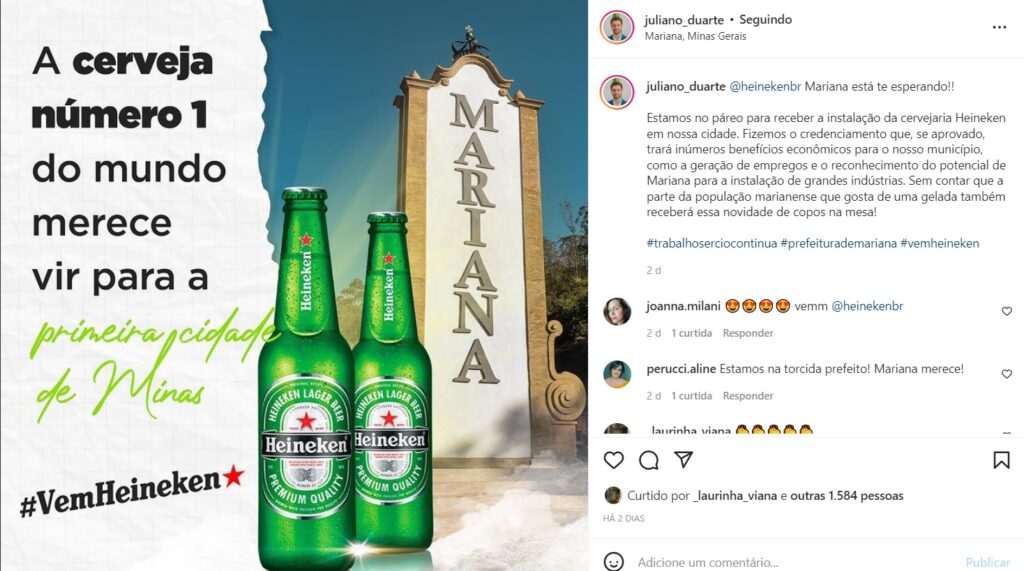 Ouro Preto e Mariana entram na concorrência para receber nova fábrica da Heineken