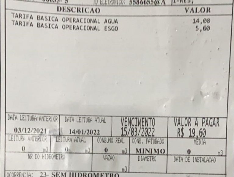 Vereadores de Mariana buscam isenção total do pagamento da conta de água