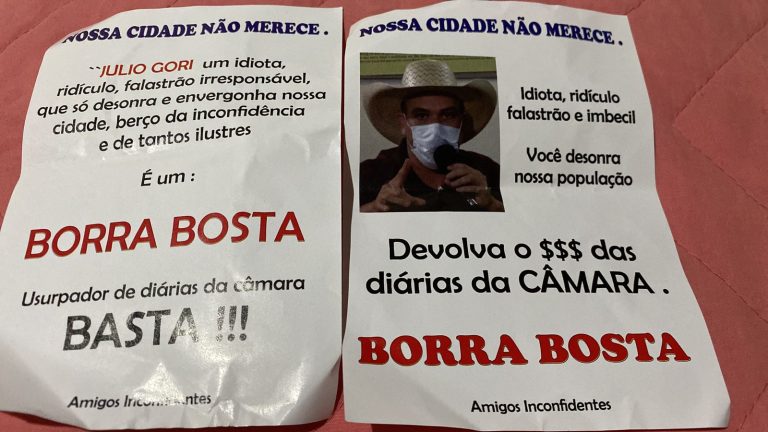 Ouro Preto: vereador de oposição é alvo de panfletos difamatórios