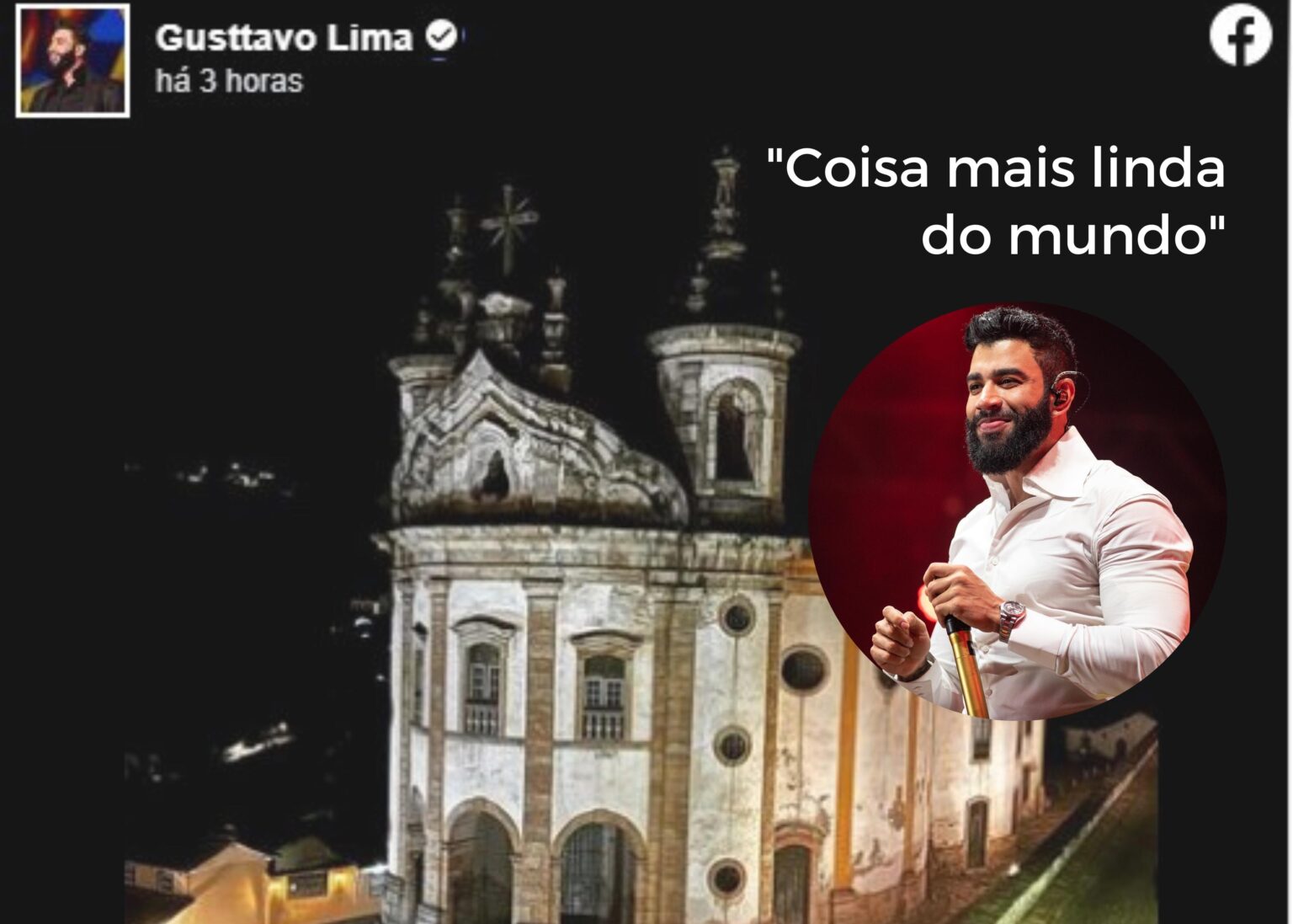 Hospedado em Ouro Preto, Gusttavo Lima se encanta com paisagem da cidade: “coisa mais linda do mundo” Hospedado em Ouro Preto, Gusttavo Lima se encanta com paisagem da cidade: "coisa mais linda do mundo"