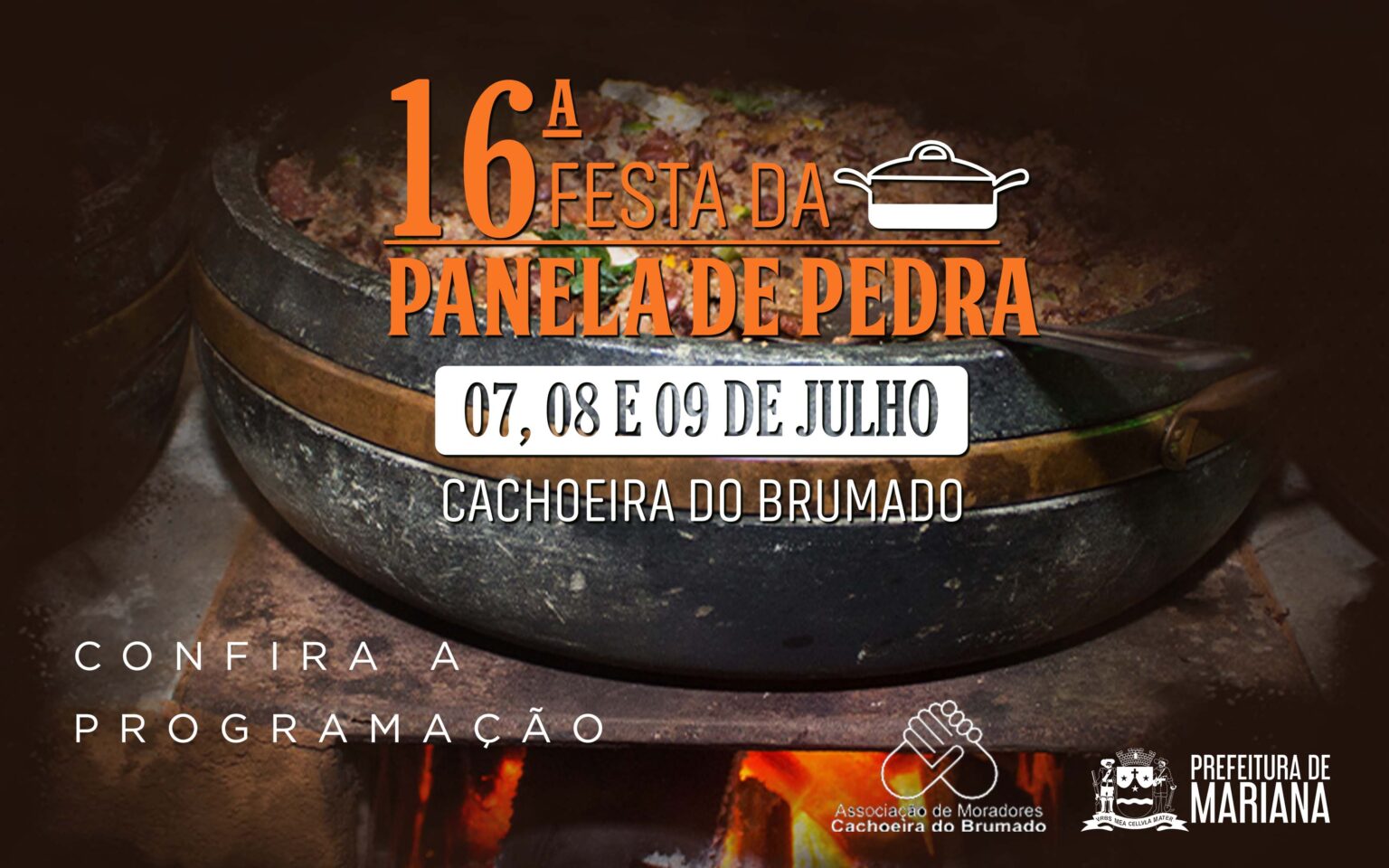 16ª Festa da Panela de Pedra, em Cachoeira do Brumado, distrito de Mariana, acontece de 7 a 9 de julho