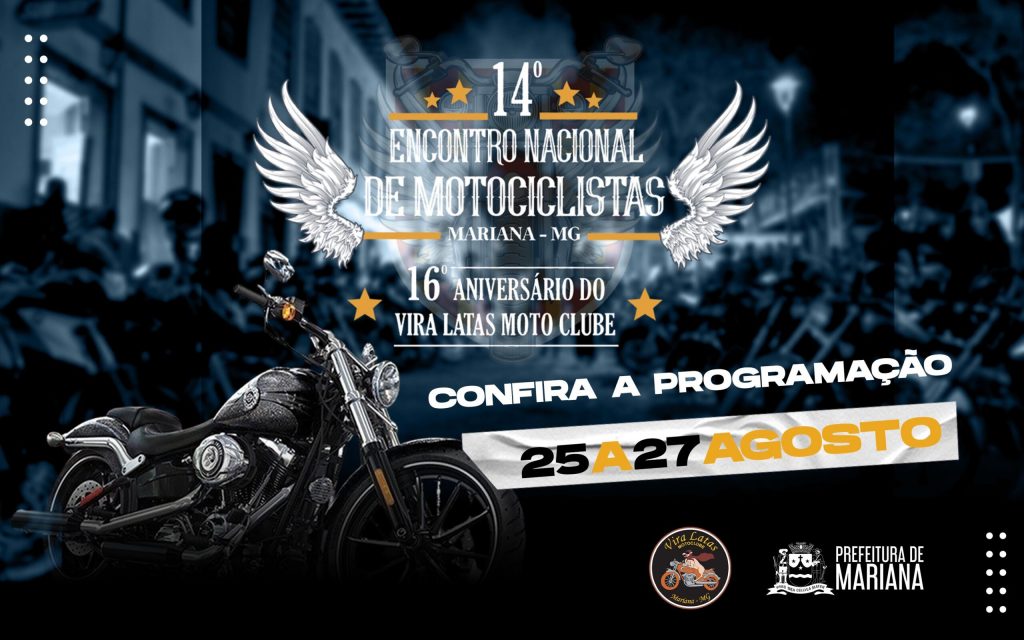 Com covers de Queen, Legião Urbana e Metallica, 14° Encontro Nacional de Motociclistas de Mariana acontecerá em agosto Com covers de Queen, Legião Urbana e Metallica, 14° Encontro Nacional de Motociclistas de Mariana acontecerá em agosto