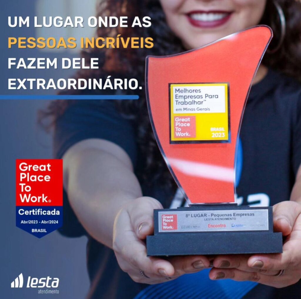 Lesta Atendimento, de Cachoeira do Campo, é eleita a 8ª empresa melhor de se trabalhar em Minas Gerais