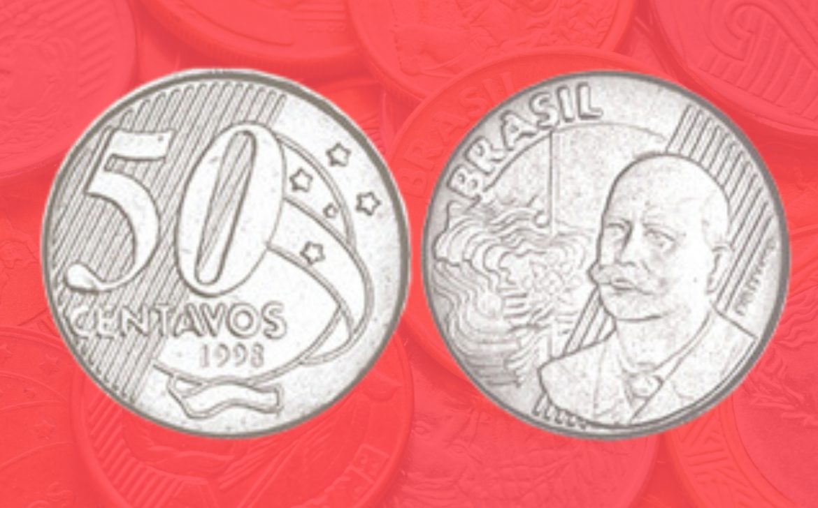 Moeda com valor facial de 50 centavos "com defeito" pode valer muito dinheiro