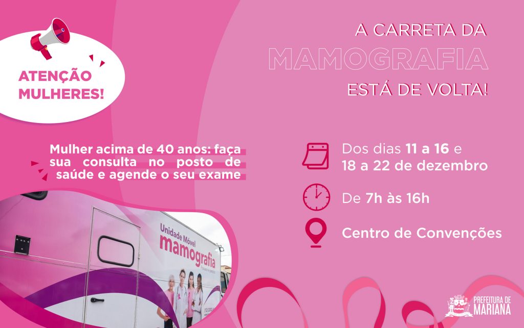 Carreta da Mamografia realiza exames preventivos em Mariana Carreta da Mamografia realiza exames preventivos em Mariana