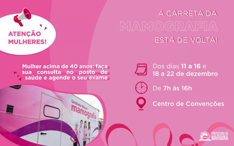 Carreta da Mamografia realiza exames preventivos em Mariana