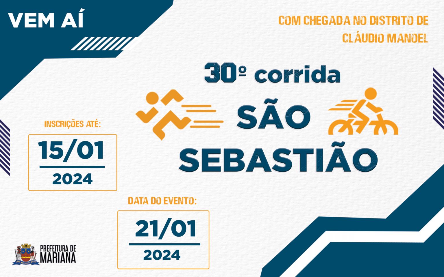 Inscrições abertas para a 30ª corrida de São Sebastião, em Mariana Inscrições abertas para a 30ª corrida de São Sebastião, em Mariana