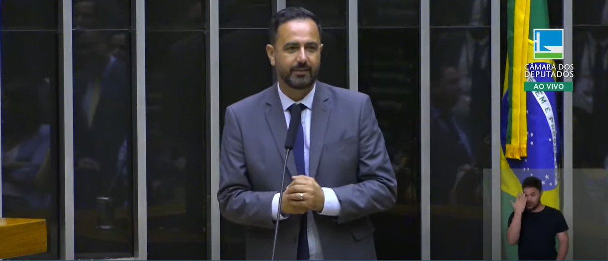 Posse de Duarte Júnior na Câmara dos Deputados, em Brasília. Foto: Câmara dos Deputados / Youtube / Reprodução