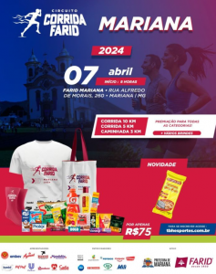 Corrida Farid acontece nesse final de semana em Mariana e promete movimentar corredores de toda a região