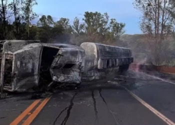 Itabirito: caminhão-tanque que pegou fogo transportava 25mil litros de Diesel S10 e 5 mil litros de Etanol