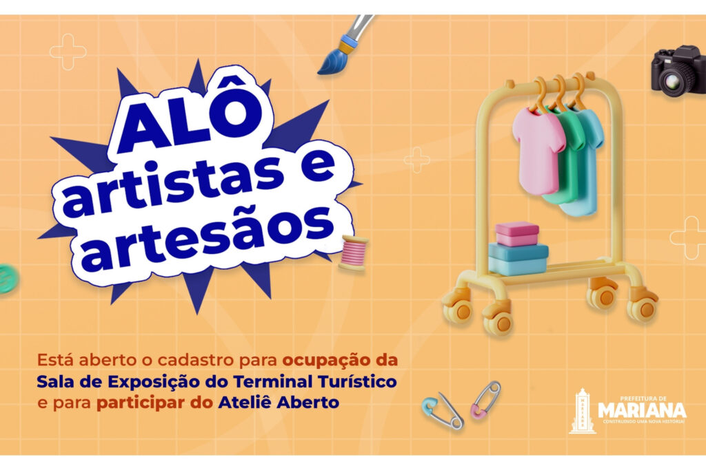 Mariana abre inscrições para projeto Ateliê Aberto e para uso da sala de exposição do Terminal Turístico Mariana abre inscrições para projeto Ateliê Aberto e para uso da sala de exposição do Terminal Turístico