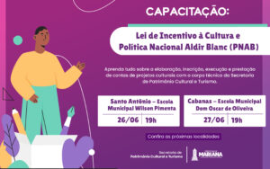 Mariana inicia capacitações gratuitas para agentes culturais com foco na PNAB e Lei Rouanet Mariana inicia capacitações gratuitas para agentes culturais com foco na PNAB e Lei Rouanet