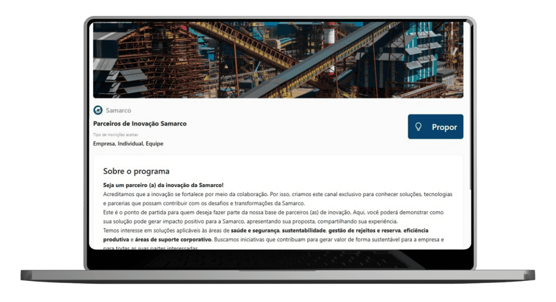Samarco inaugura portal para centralizar propostas de inovação e facilitar parcerias estratégicas