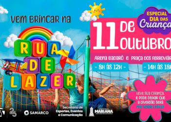 Mariana-MG: Ruas de Lazer terão edição especial do Dia das Crianças com música, teatro e diversão gratuita