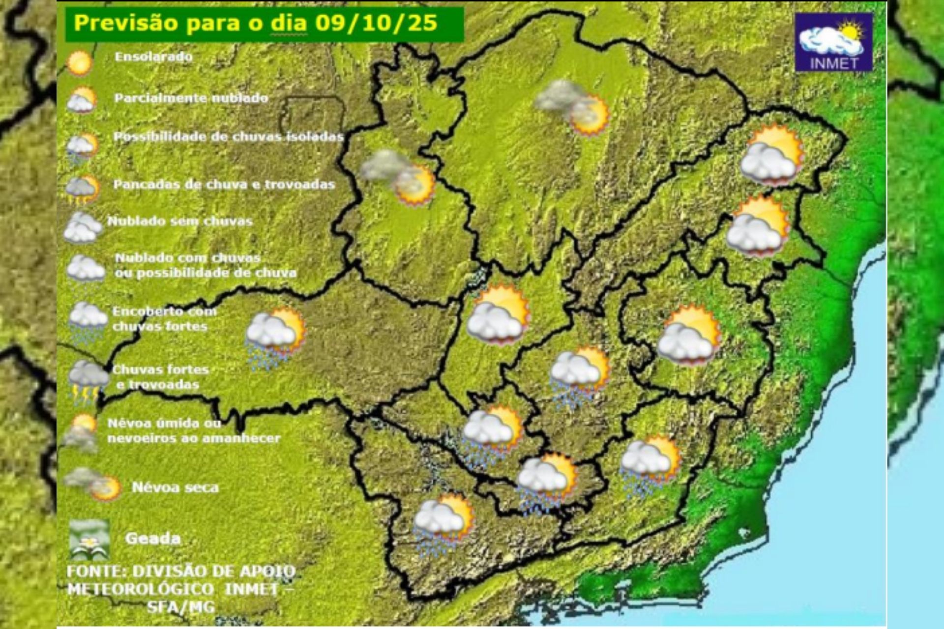 Previsão do tempo, 09/10: Minas Gerais terá quinta-feira de contrastes entre chuva e calor intenso