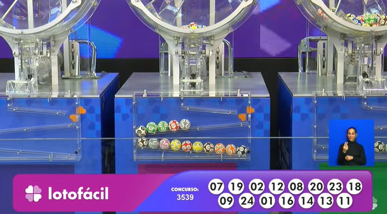 Números do sorteio da Lotofácil 3539
