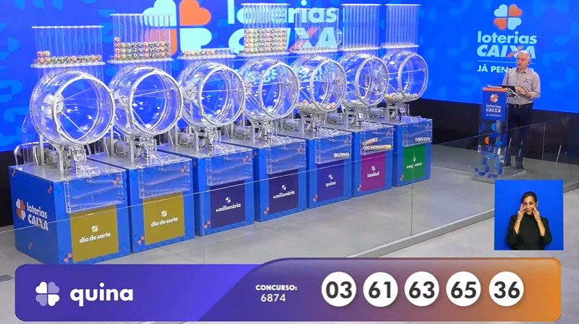 Números do sorteio da Quina 6874