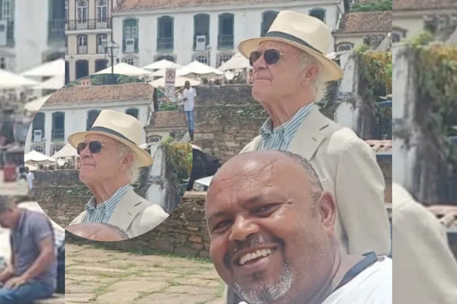Rei Carlos XVI Gustavo, da Suécia, realmente esteve em Ouro Preto, mas homem ao lado da rainha nas fotos divulgadas não era ele Rei Carlos XVI Gustavo, da Suécia, realmente esteve em Ouro Preto, mas homem ao lado da rainha nas fotos divulgadas não era ele