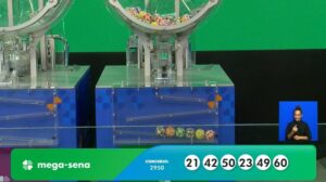 Resultado da Mega-Sena 2950: prêmio acumula de novo e sobe para R$ 44 milhões R$ 36 milhões hoje! Resultado da Mega-Sena 2950 de quinta-feira (11/12/25)
