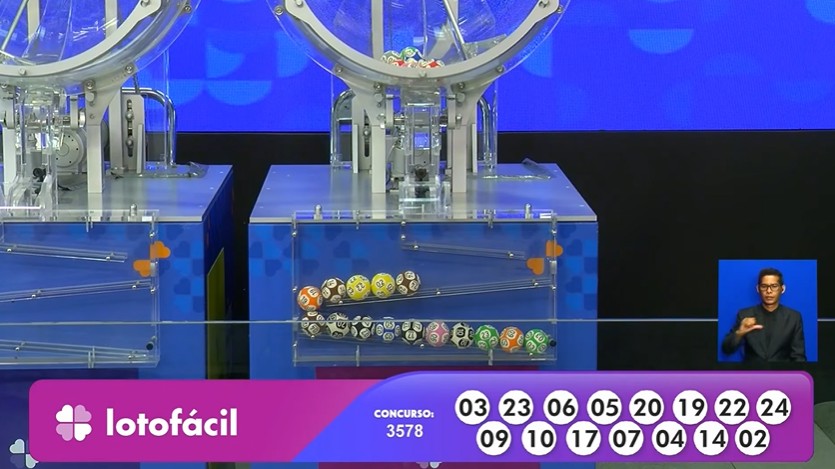 Números do sorteio da Lotofácil 3578