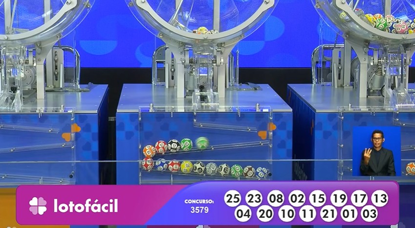 Números sorteados na Lotofácil 3579 (na ordem do sorteio)