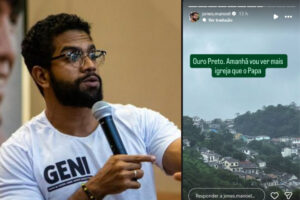 Jones Manoel compartilha story em Ouro Preto: “amanhã vou ver mais igreja que o Papa” Jones Manoel compartilha story em Ouro Preto: "amanhã vou ver mais igreja que o Papa"