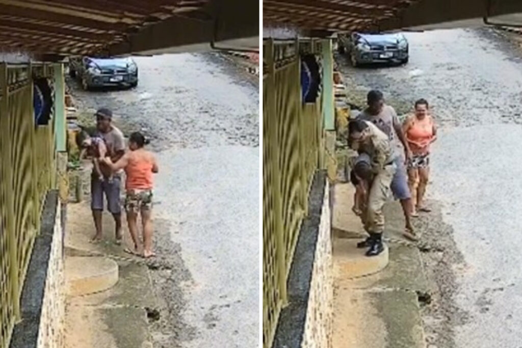 Ato heroico: Policial salva criança engasgada em Diogo de Vasconcelos Ato heroico: Policial salva criança engasgada em Diogo de Vasconcelos
