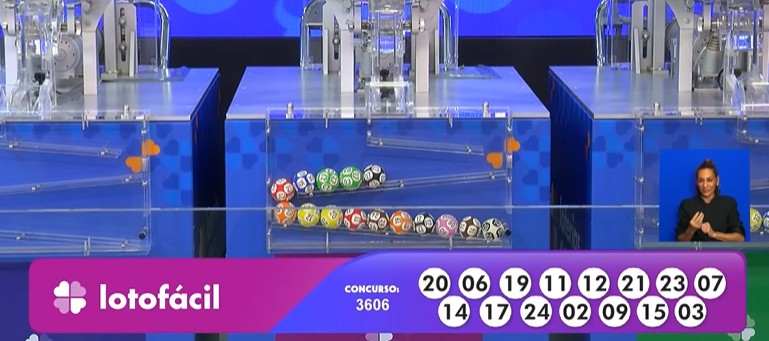 Números do sorteio da LOTOFÁCIL 3606