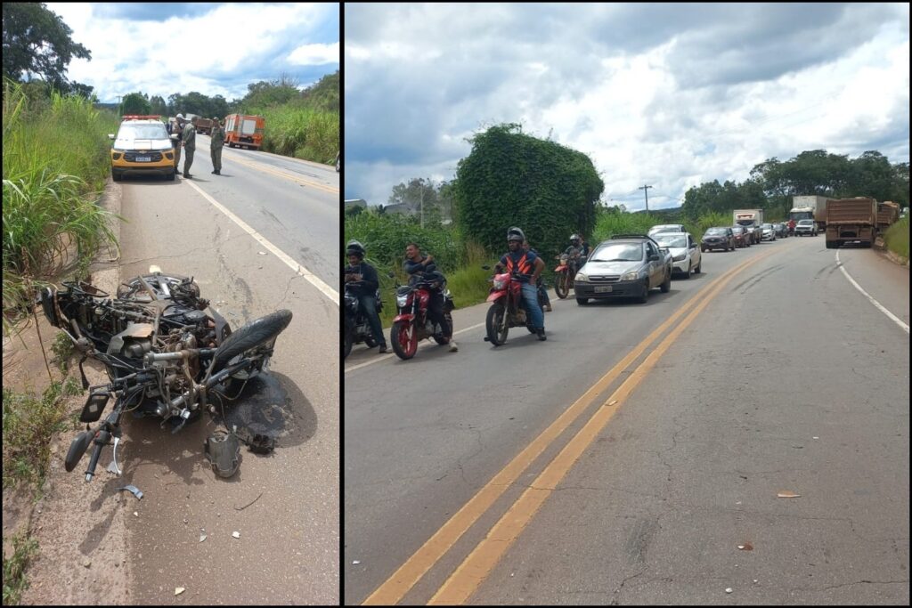 Motociclista fica gravemente ferido após colisão com carreta na BR-356 em Ouro Preto