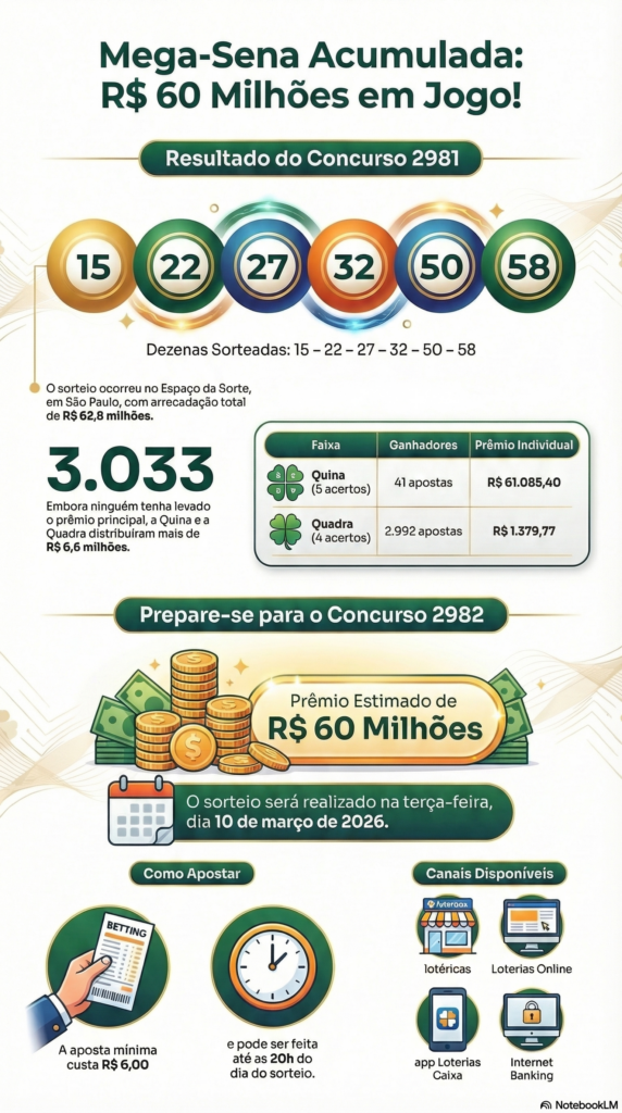 Infográfico do concurso 2981 da Mega-Sena