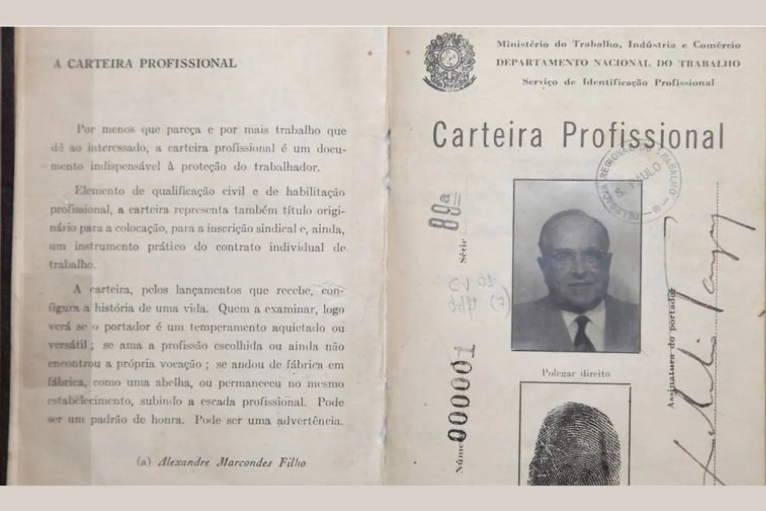 Getúlio Vargas e a primeira carteira de trabalho no Brasil