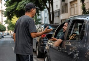 Posso chamar a polícia se um flanelinha insistir em cobrar para estacionar? Veja quando a abordagem ultrapassa o simples pedido e pode virar caso policial