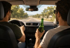 Passageiro pode beber dentro do carro enquanto outra pessoa dirige?